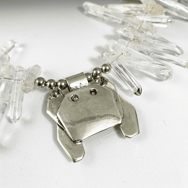 Crab Origami Necklace with Crystal Quartz - Image 3