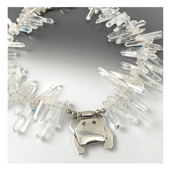 Crab Origami Necklace with Crystal Quartz