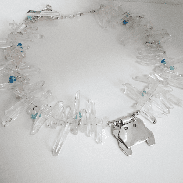 Crab Origami Necklace with Crystal Quartz - Image 2