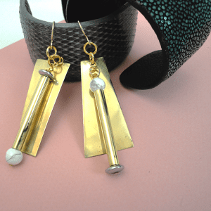 Balancing Earrings, Brass