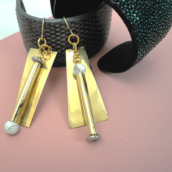Balancing Earrings, Brass