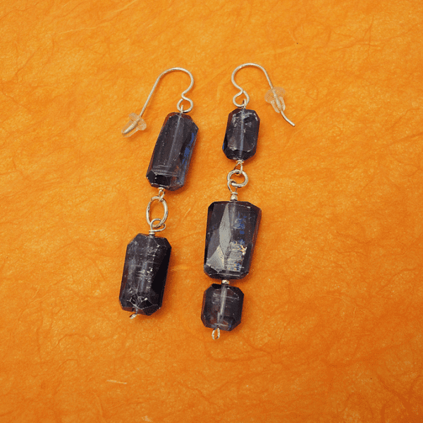 Steel and Stone Collection Earrings- Sapphire