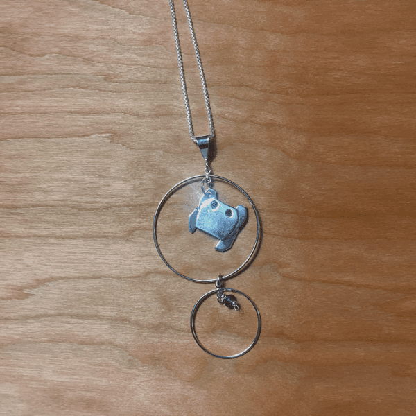 Crab Origami Necklace With Circular Rings