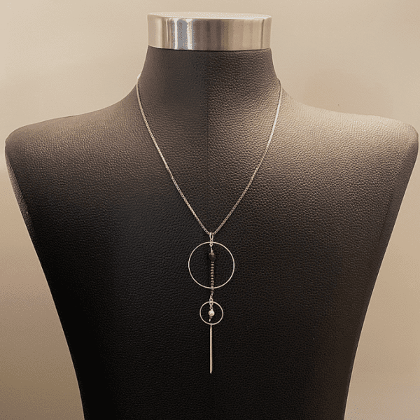 Double Circular Necklace with Onyx - Image 2