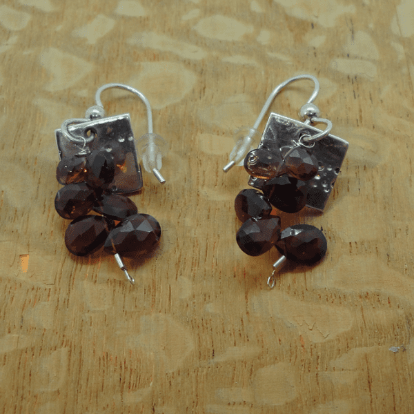 Fireworks Earrings, Garnet & Silver