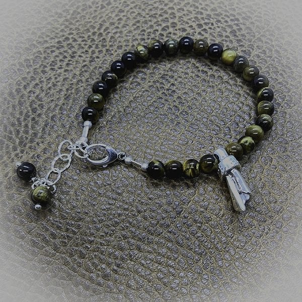 The Message Bracelet, Silver with Tiger Eye