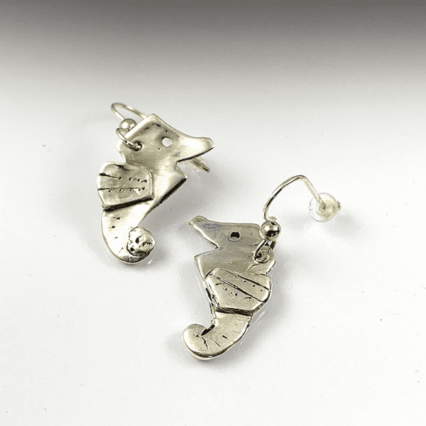 Seahorse Origami Inspired Earrings, Medium