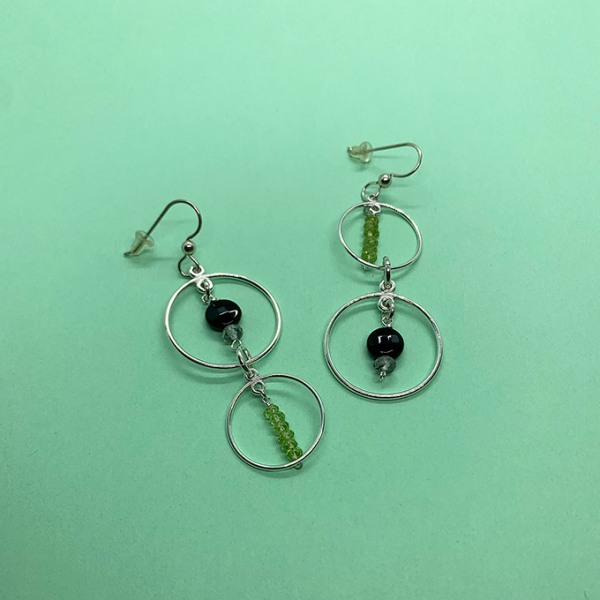 Double circular Earrings with Peridot