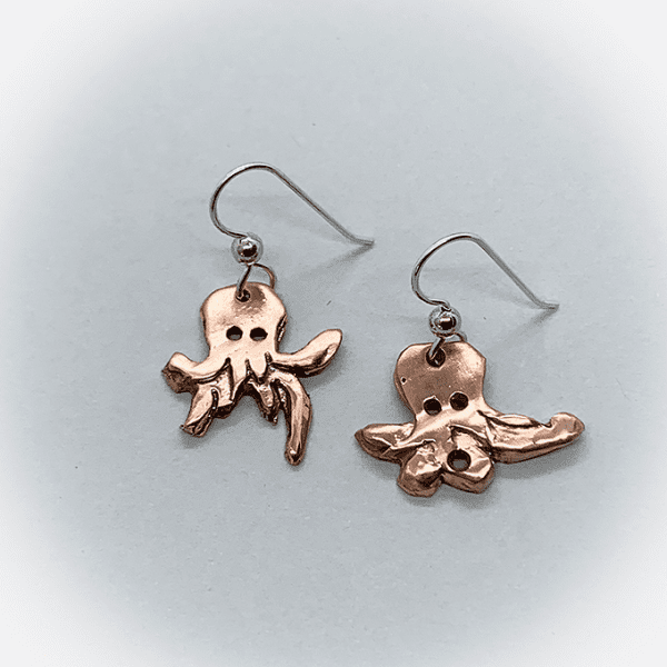 octopus earrings copper & silver