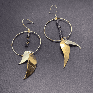 2 tone Leave earrings