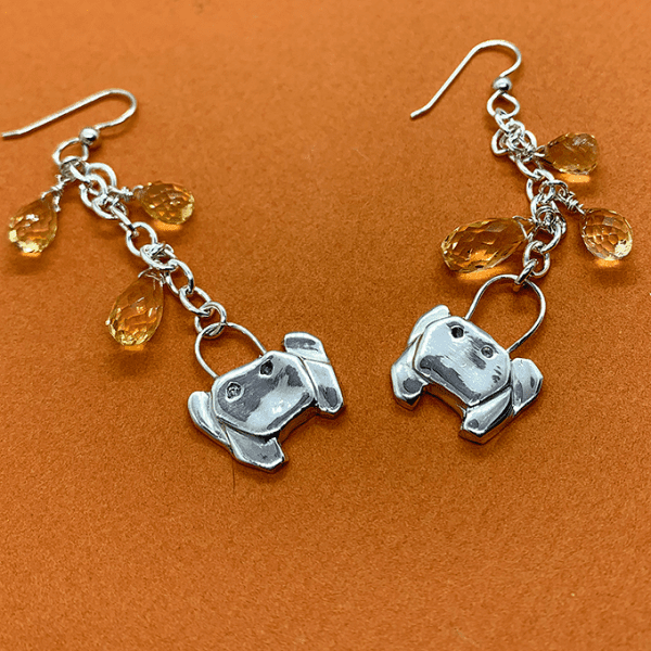 Crab origami with citrine earrings