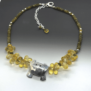 Crab origami Necklace with citrine