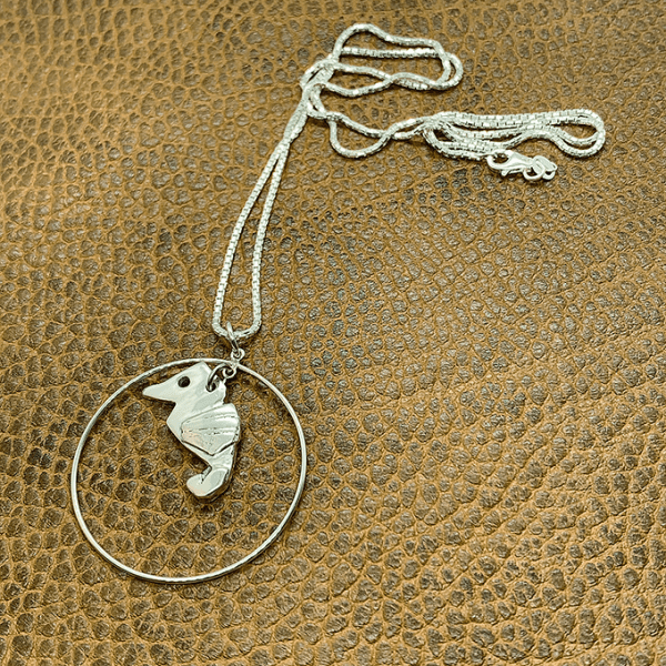 Seahorse origami with hoop necklace