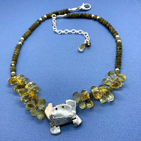 Crab Origami Necklace with Citrine