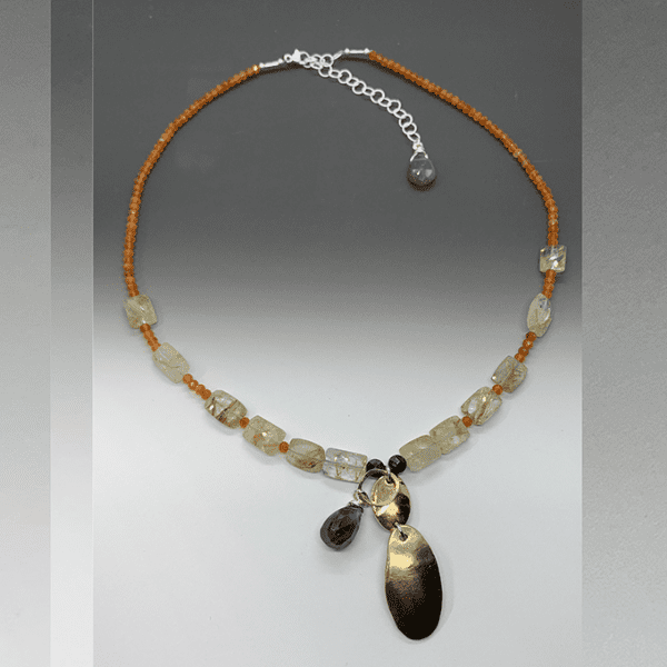 Oval necklace, copper & bronze