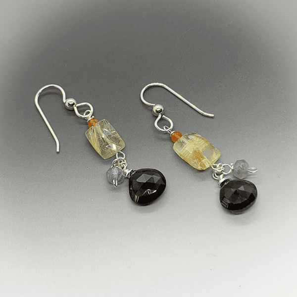 silver and stone collection earrings