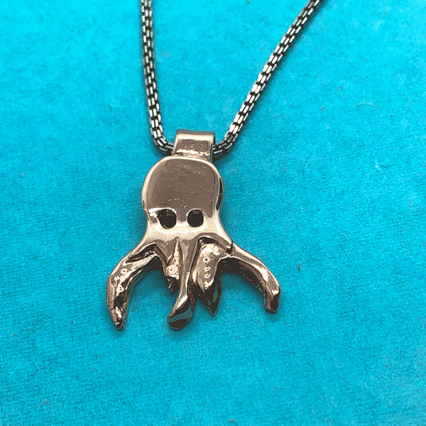 origami octopus necklace , copper, large