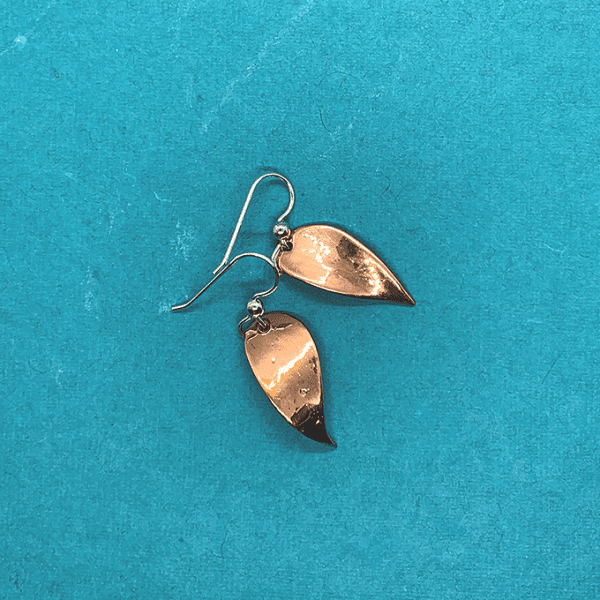 Leave Earrings, Copper