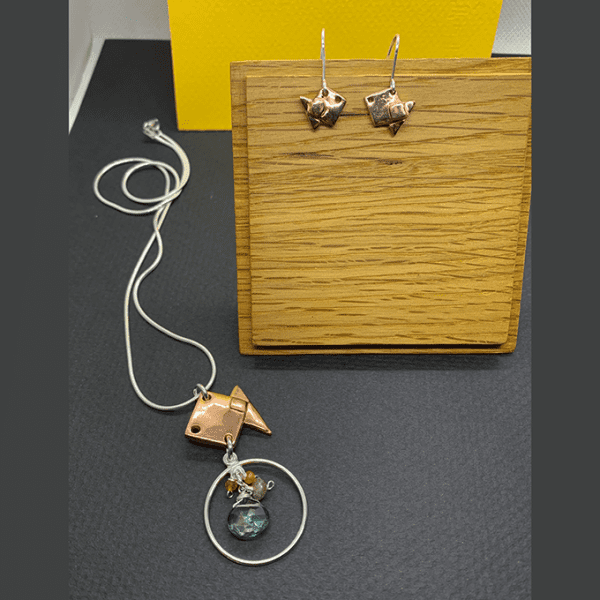 origami copper jewelry set