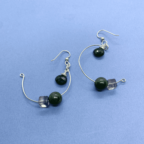 Pendulum Earrings with Black Quartz