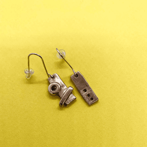 industrial Revolution earrings, copper, small