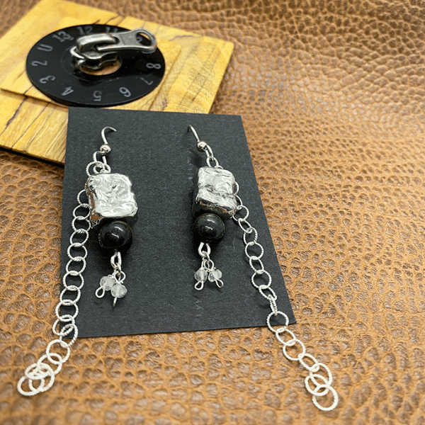 Pebble Earrings Jade and pewter