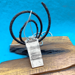 Rectangular Necklace bronze on Silver Chain