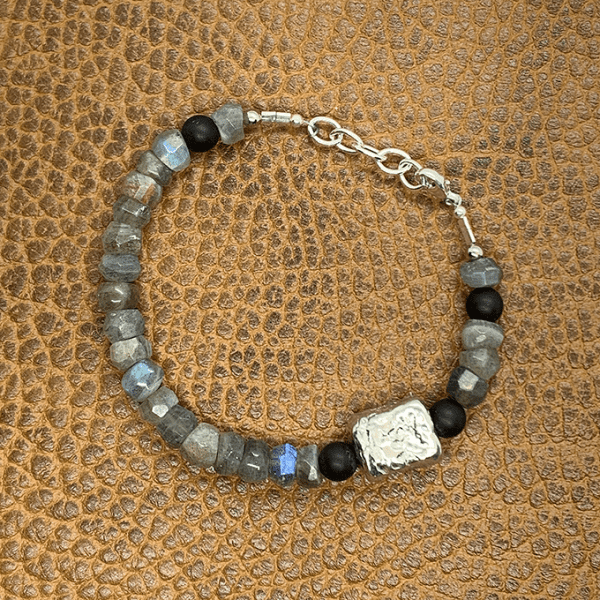 Pebble Bracelet with pewter and labradorite