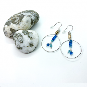 Circular earrings Bronze, silver and apatite