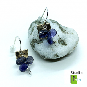 Fireworks Earrings, Bronze & Iolite