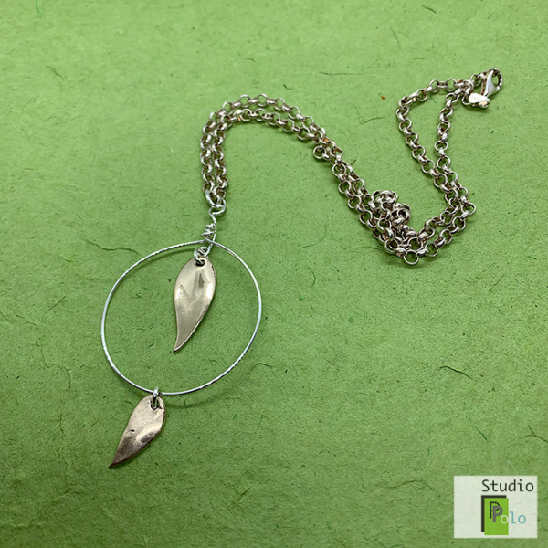 leaf collection necklace with circular