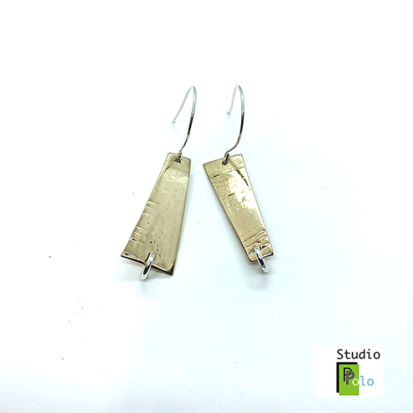 Rectangular Earrings, Bronze