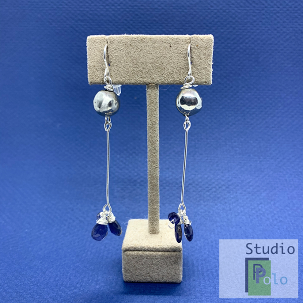 Pebble Collection Earrings, Iolite, Silver & Pewter - Image 2