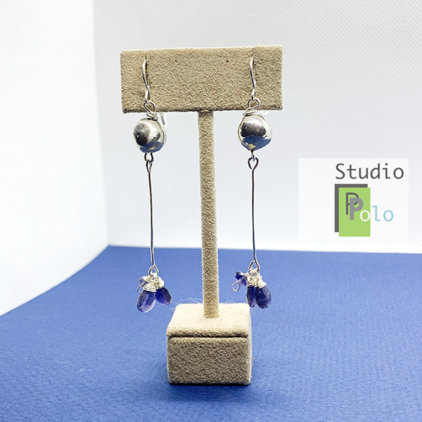 Pebble Collection Earrings, Iolite, Silver & Pewter - Image 3