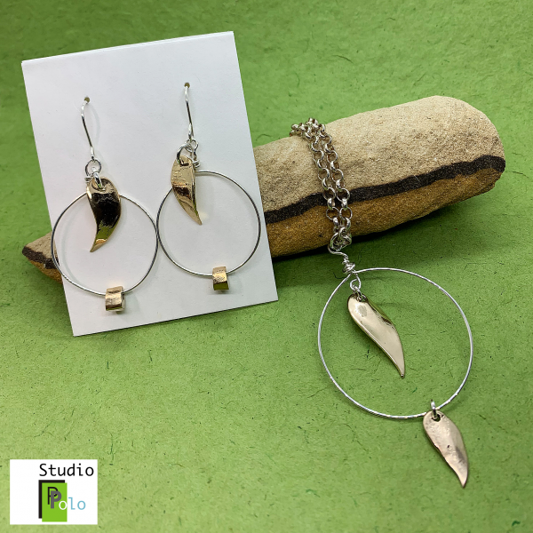 Leaf Set Necklace and Earrings