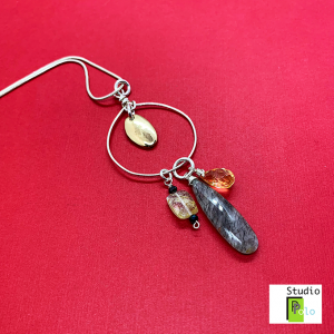 Metal and Stone Necklace, Bronze and Citrine