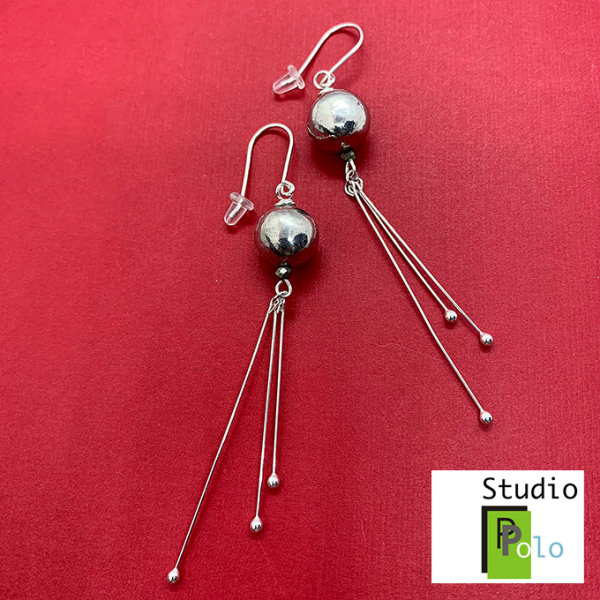 Sphere Earrings, Pewter & Silver